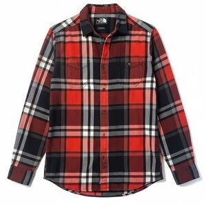 The North Face Men's Redish-Orange and Black Checkered Shirt